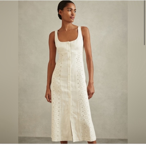 Reiss Dresses & Skirts - Reiss Cream Eyelet Midi Dress